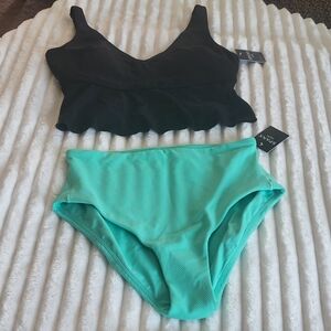 SPANX Black and Mint Bikini Set